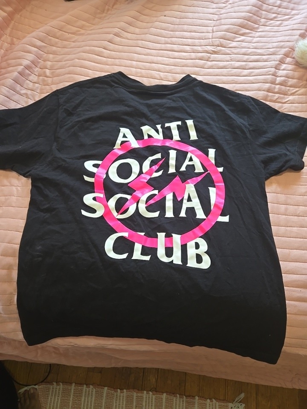 Anti Social Social Club Black Tee with Pink Graphic